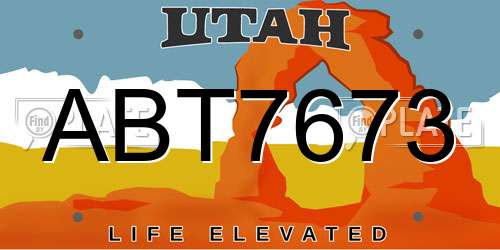 ABT7673 Utah License Plate