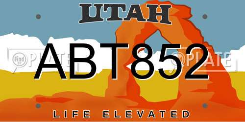 ABT852 Utah License Plate