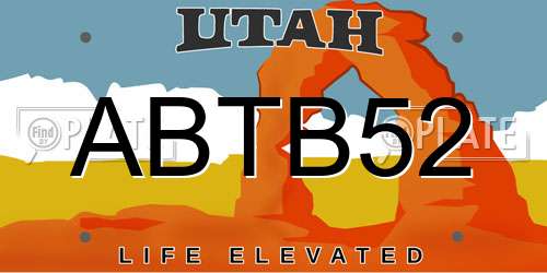 ABTB52 Utah License Plate