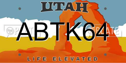 ABTK64 Utah License Plate