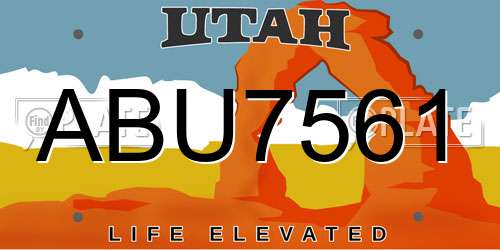 ABU7561 Utah License Plate