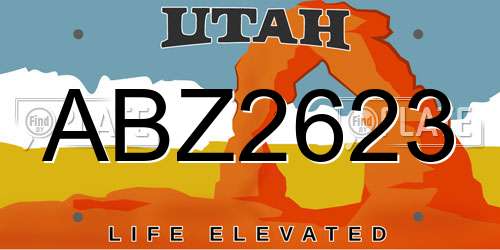 ABZ2623 Utah License Plate