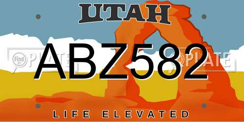 ABZ582 Utah License Plate