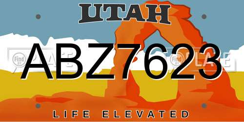 ABZ7623 Utah License Plate