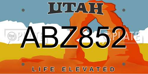 ABZ852 Utah License Plate