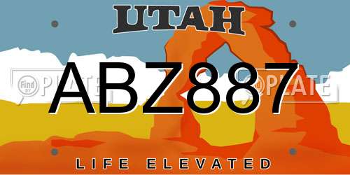 ABZ887 Utah License Plate