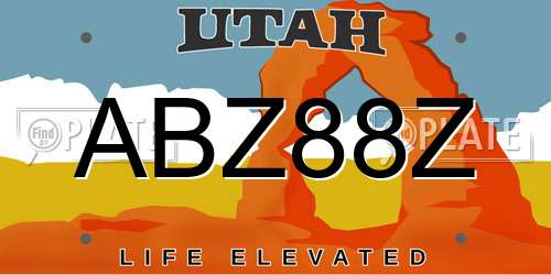 ABZ88Z Utah License Plate
