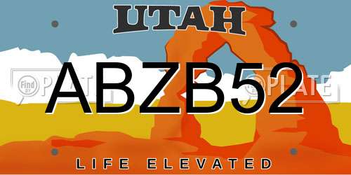 ABZB52 Utah License Plate