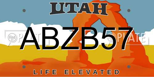 ABZB57 Utah License Plate