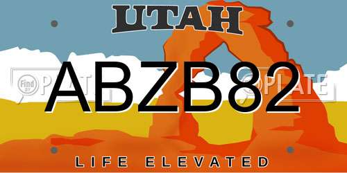 ABZB82 Utah License Plate