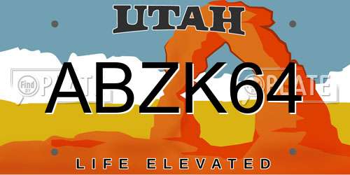 ABZK64 Utah License Plate