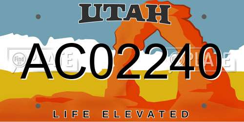 AC02240 Utah License Plate