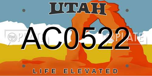 AC0522 Utah License Plate