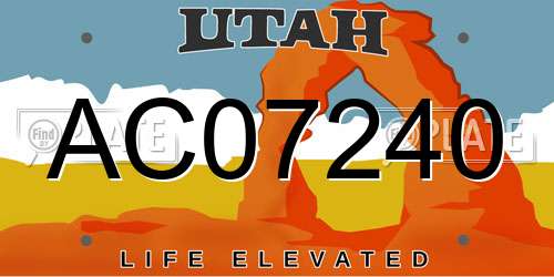 AC07240 Utah License Plate