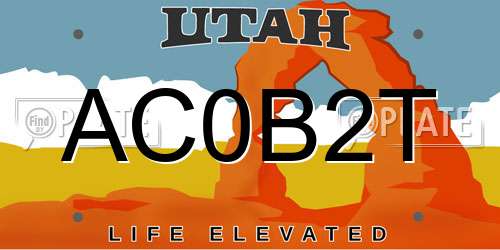 AC0B2T Utah License Plate