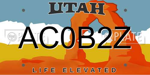 AC0B2Z Utah License Plate