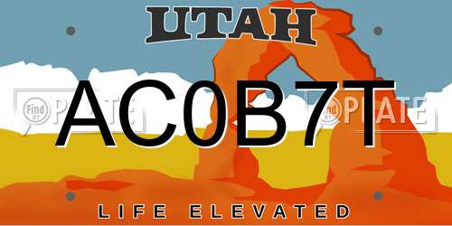 AC0B7T Utah License Plate
