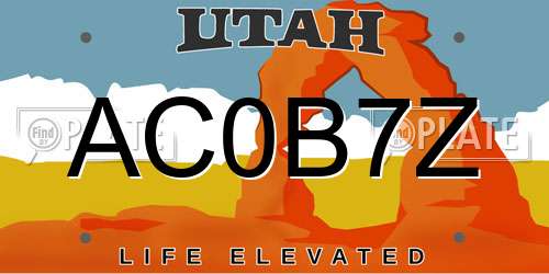 AC0B7Z Utah License Plate