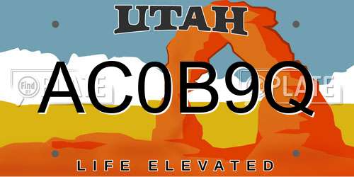 AC0B9Q Utah License Plate