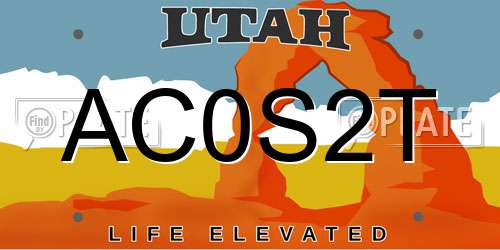 AC0S2T Utah License Plate