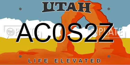 AC0S2Z Utah License Plate