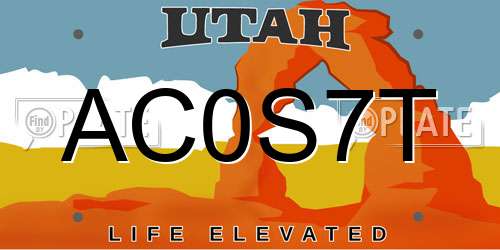 AC0S7T Utah License Plate