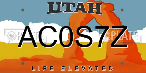 AC0S7Z Utah License Plate