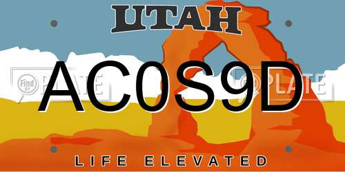 AC0S9D Utah License Plate