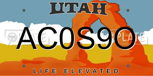 AC0S9O Utah License Plate