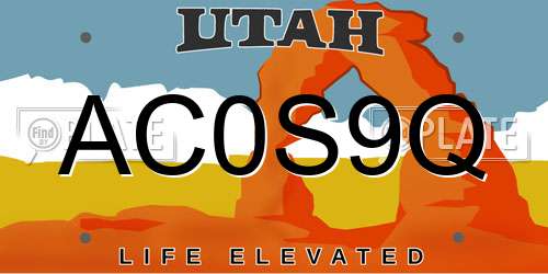 AC0S9Q Utah License Plate