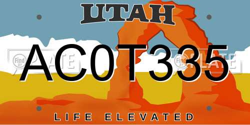 AC0T335 Utah License Plate