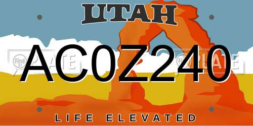 AC0Z240 Utah License Plate
