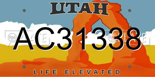 AC31338 Utah License Plate