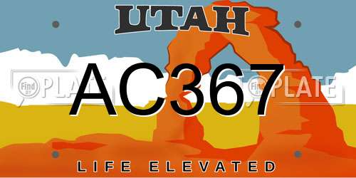 AC367 Utah License Plate