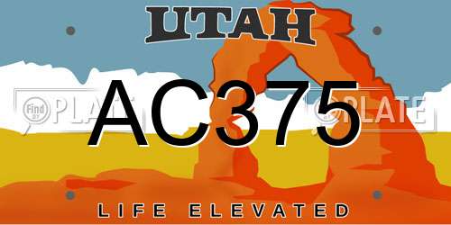 AC375 Utah License Plate