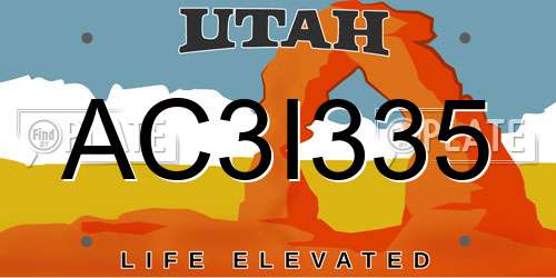 AC3I335 Utah License Plate