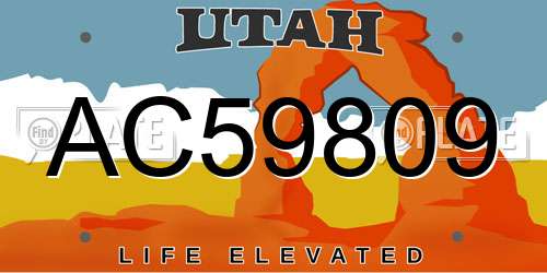 AC59809 Utah License Plate