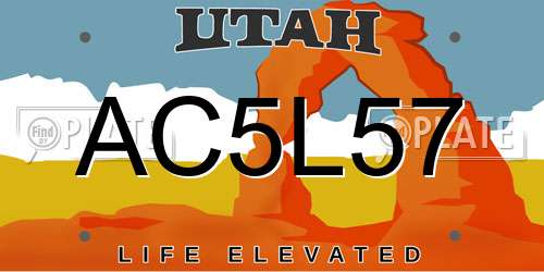 AC5L57 Utah License Plate