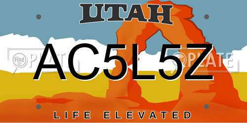 AC5L5Z Utah License Plate
