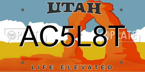 AC5L8T Utah License Plate
