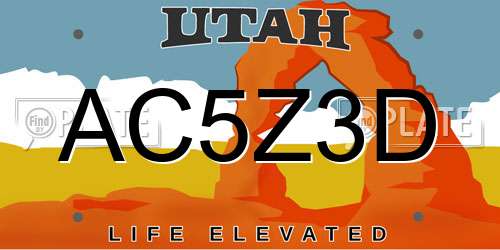 AC5Z3D Utah License Plate