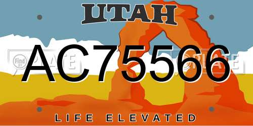 AC75566 Utah License Plate