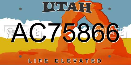 AC75866 Utah License Plate