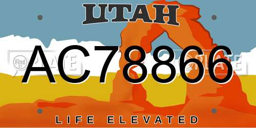 AC78866 Utah License Plate