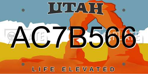 AC7B566 Utah License Plate