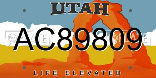 AC89809 Utah License Plate