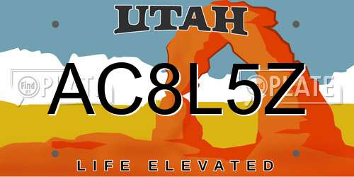 AC8L5Z Utah License Plate