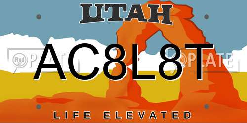 AC8L8T Utah License Plate