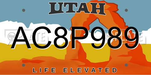 AC8P989 Utah License Plate
