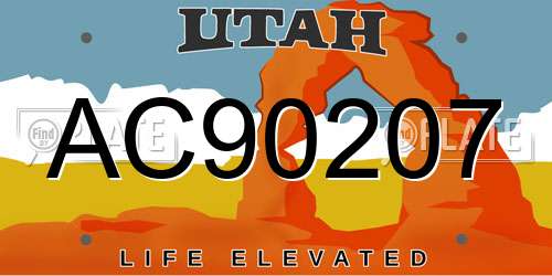 AC90207 Utah License Plate